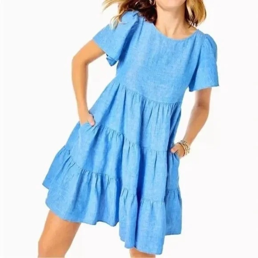 Lilly Pulitzer Jocelyn Short Sleeve Line Dress Boca Blue/Resort